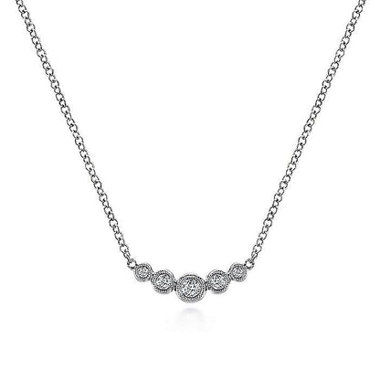Gabriel & Co. 14 Karat White Gold Curved Diamond Bar Pendant