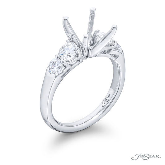 JB Star Platinum Five Stone Diamond Semi-Mount Engagement Ring - Diamond Semi-Mount Rings