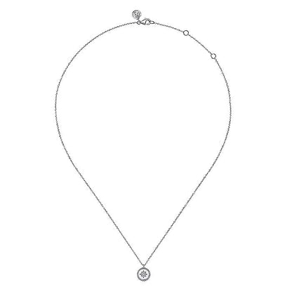 Gabriel & Co. Sterling Silver Bujukan Round Star Pendant 17.5 Inch Necklace