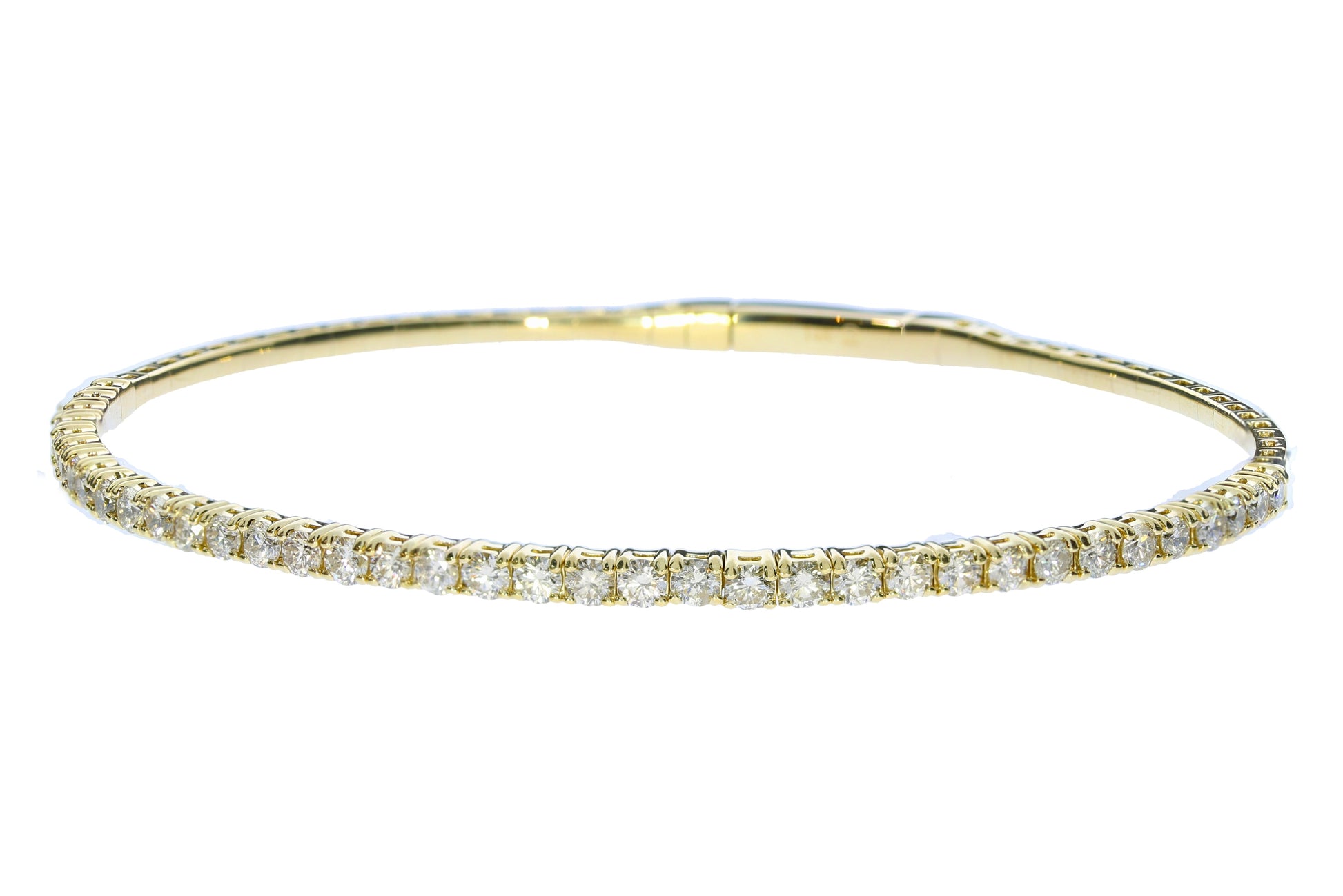 Yellow Gold Flexible Diamond Bangle Bracelet - Diamond Bracelets