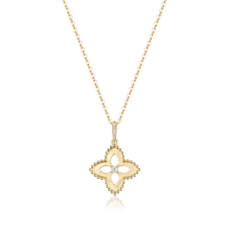 Yellow Gold Diamond Floral Necklace