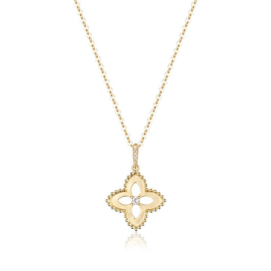 Yellow Gold Diamond Floral Necklace