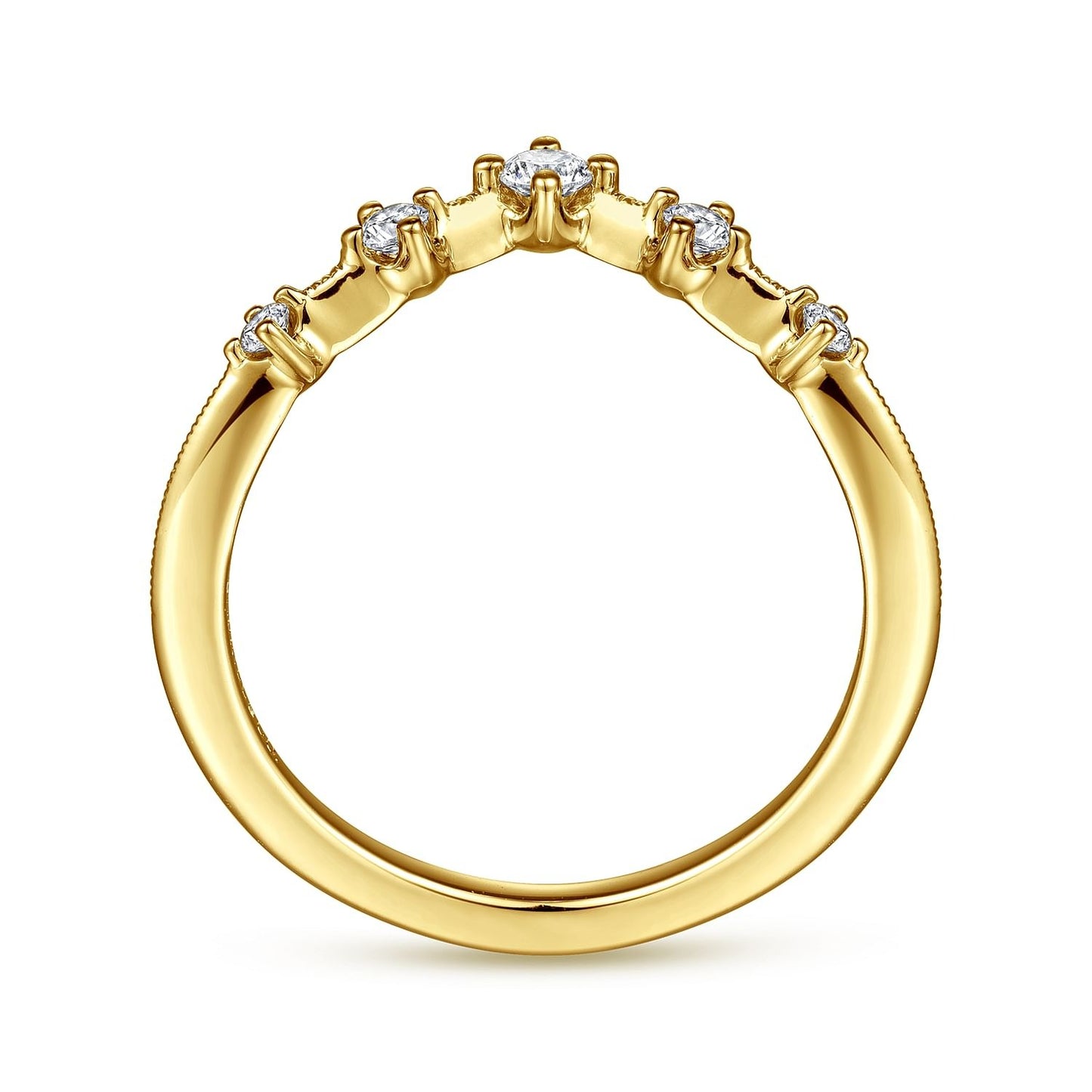 Gabriel & Co. Yellow Gold Diamond Curved Band - Diamond Wedding Bands - Women's