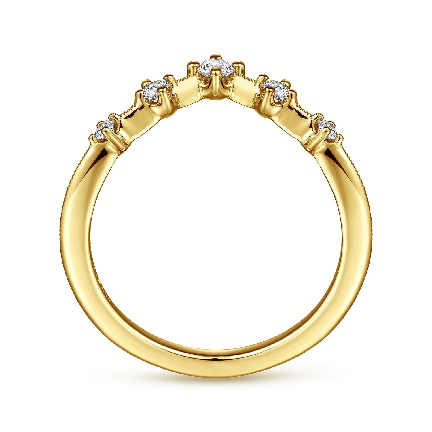 Gabriel & Co. Yellow Gold Diamond Curved Band - Diamond Wedding Bands - Women's