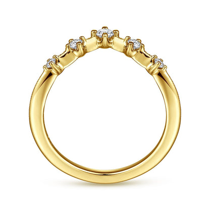 Gabriel & Co. Yellow Gold Diamond Curved Band - Diamond Wedding Bands - Women's