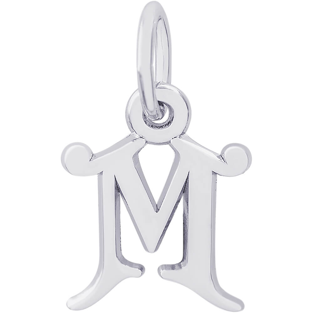 Curly Initial M Accent Charm - Silver Charms
