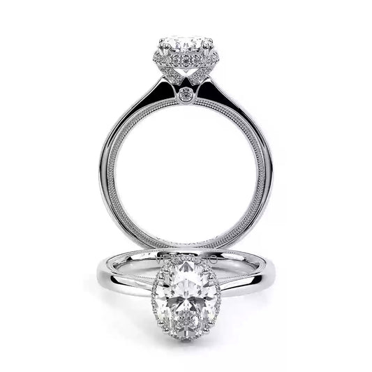 Verragio Tradition Collection White Gold Oval Hidden Halo Semi-Mount Engagement Ring