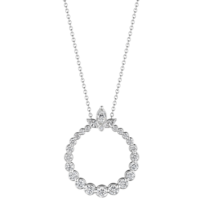 Verragio 18 Karat White Gold Graduated Diamond Circle Pendant
