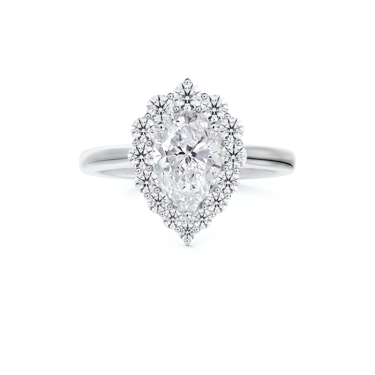 Forevermark Platinum Pear Halo Diamond Engagement Ring
