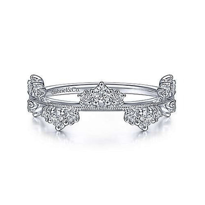 Gabriel & Co White Gold Diamond Cluster Stations Ring