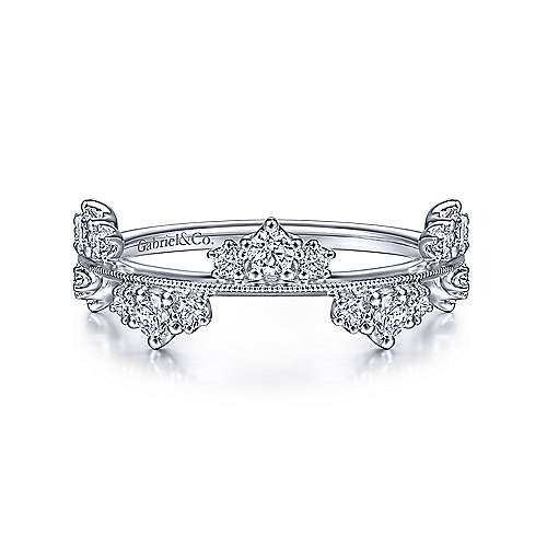Gabriel & Co White Gold Diamond Cluster Stations Ring - Diamond Fashion Rings - Women's