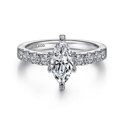 Gabriel & Co White Gold Marquise Shape Semi-Mount Engagement Ring