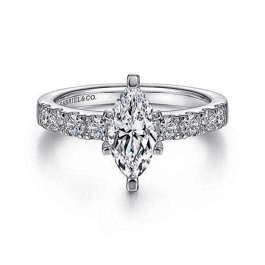 Gabriel & Co White Gold Marquise Shape Semi-Mount Engagement Ring