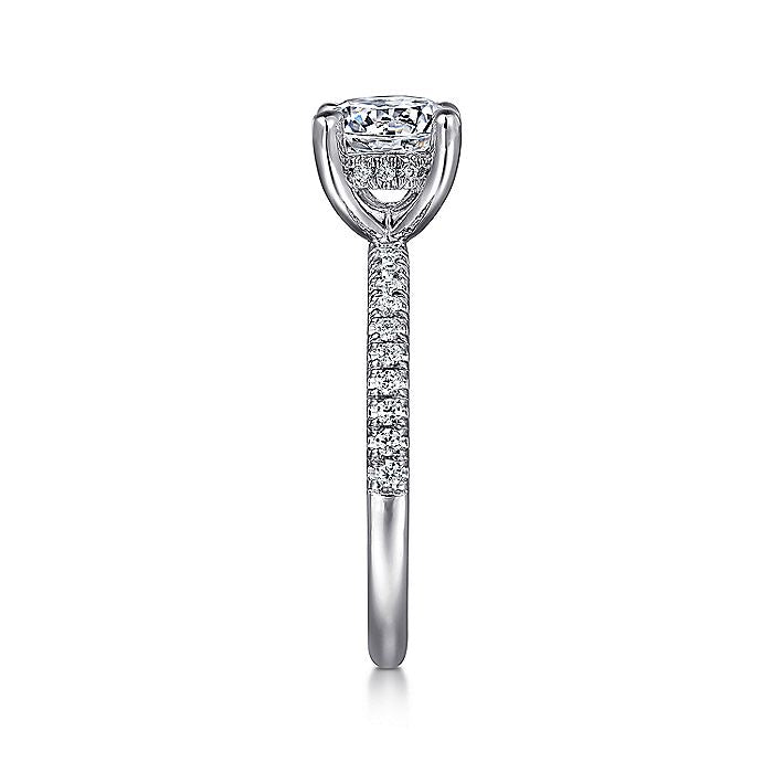 Gabriel & Co. White Gold Round Straight Diamond Hidden Halo Semi-Mount Engagement Ring - Diamond Semi-Mount Rings