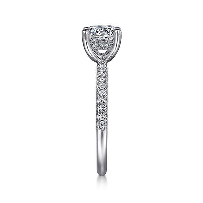 Gabriel & Co. White Gold Round Straight Diamond Hidden Halo Semi-Mount Engagement Ring - Diamond Semi-Mount Rings