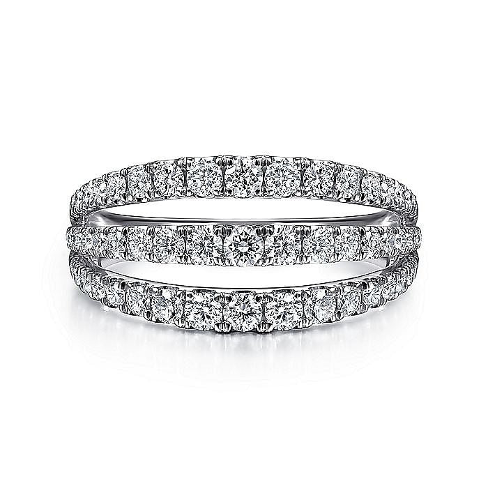Gabriel & Co. White Gold Diamond Three Row Ring