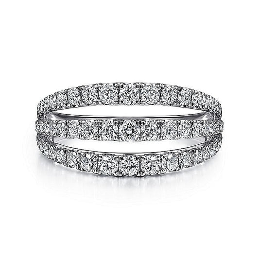 Gabriel & Co. White Gold Diamond Three Row Ring