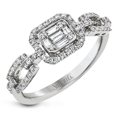 Simon G. White Gold Emerald Shaped Diamond Fashion Ring