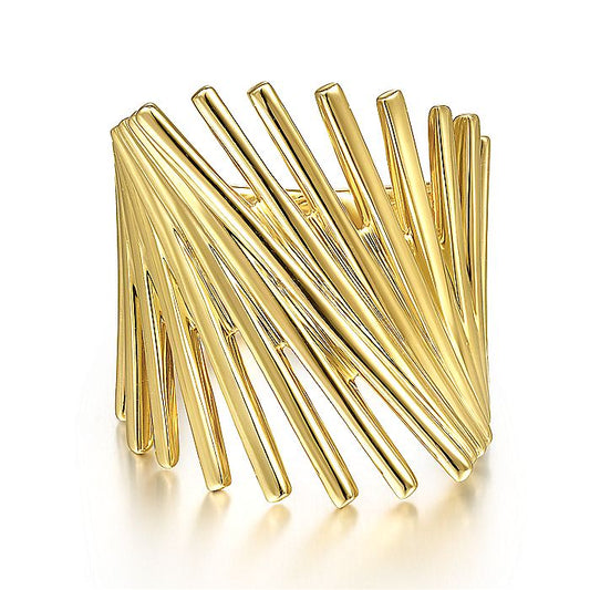 Gabriel & Co Yellow Gold Stacked Bar Cage Ring - Gold Fashion Rings - Women's