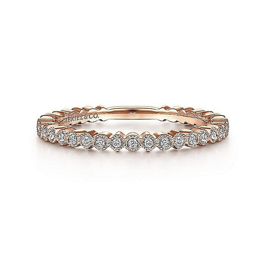 Gabriel & Co. 14 Karat Rose Scalloped Stackable Diamond Band