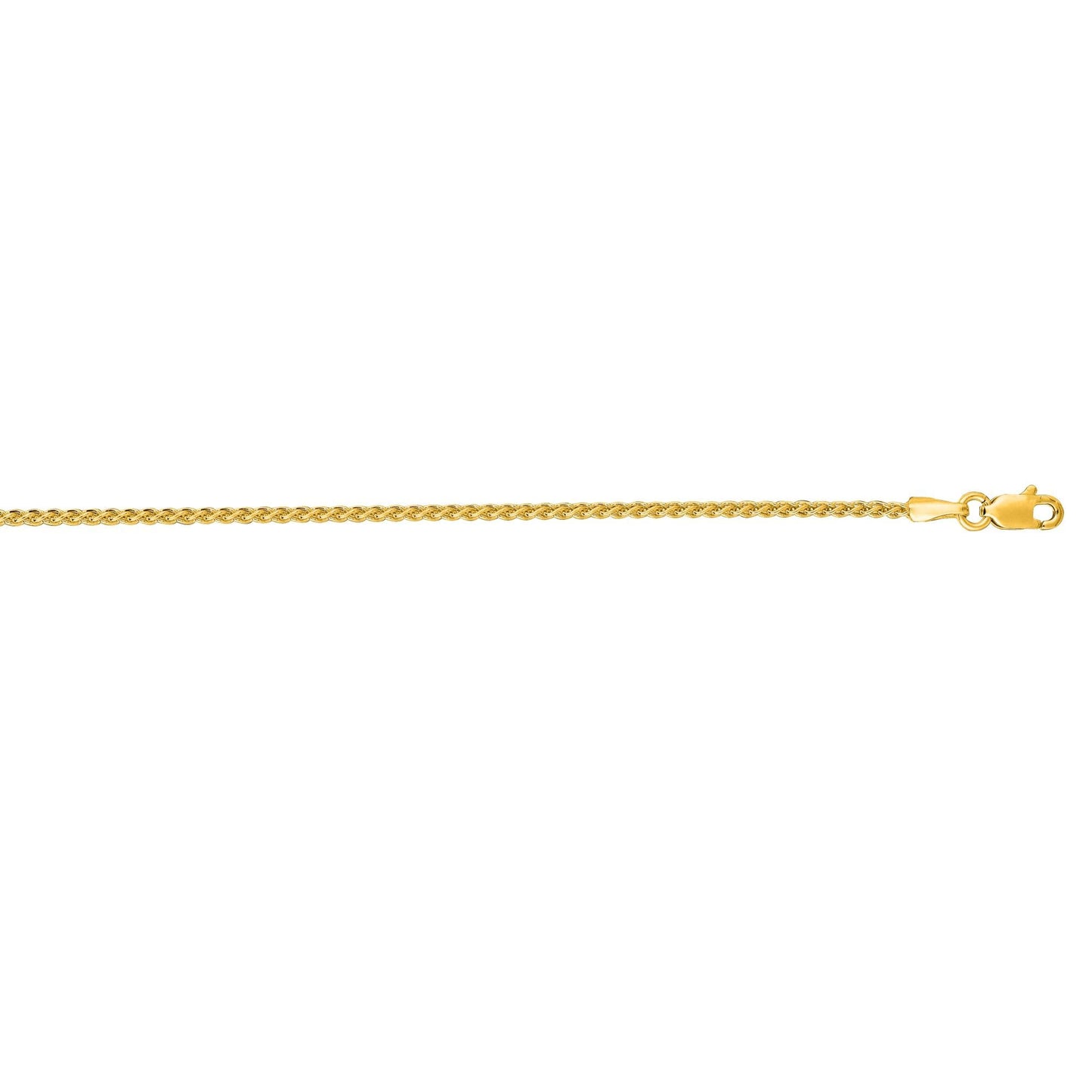 14 Karat Yellow Gold 18 Inch 1.5mm Round Wheat Chain with Lobster Clasp - Gold Chains