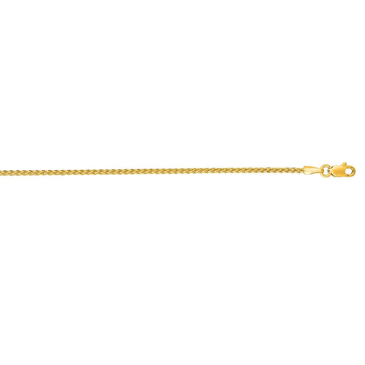 14 Karat Yellow Gold 18 Inch 1.5mm Round Wheat Chain with Lobster Clasp - Gold Chains