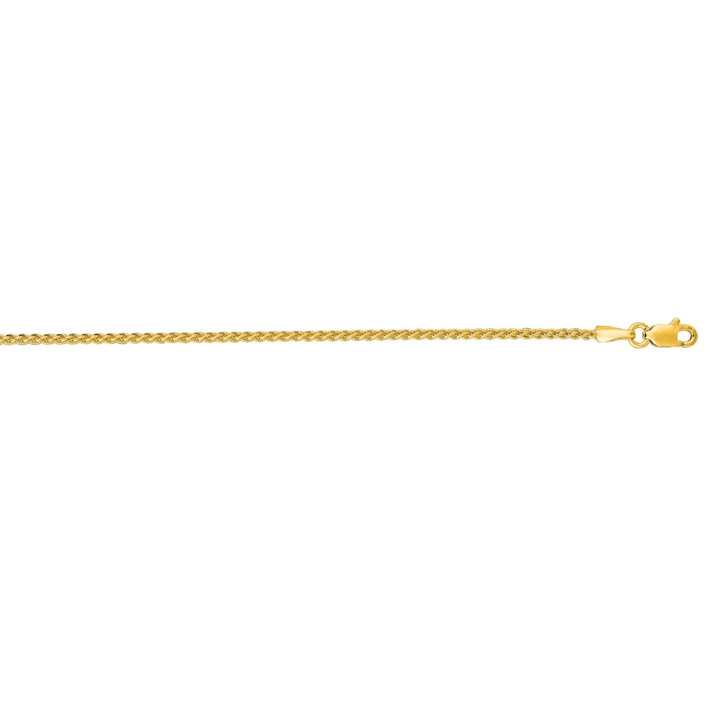 14 Karat Yellow Gold 18 Inch 1.5mm Round Wheat Chain with Lobster Clasp