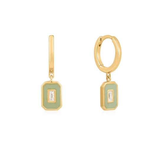 Ania Haie Sage Enamel Emblem Hoop Earrings - Silver Earrings