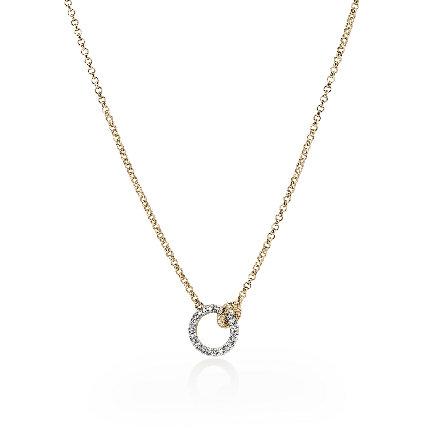 John Hardy Yellow Gold Essential Pavé Necklace