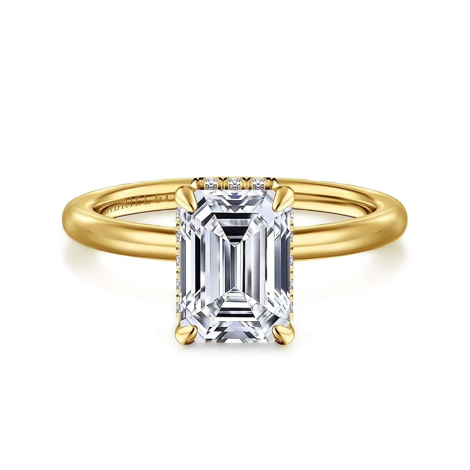 Gabriel & Co. Yellow Gold Emerald Cut Semi-Mount Ring - Diamond Semi-Mount Rings