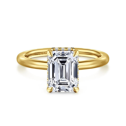 Gabriel & Co. Yellow Gold Emerald Cut Semi-Mount Ring