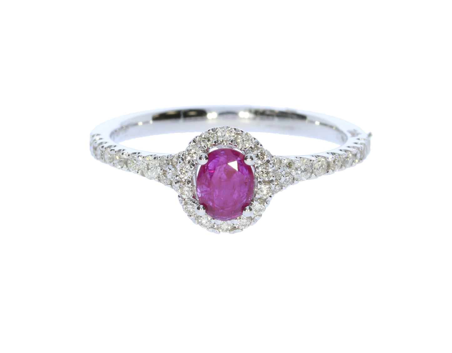 White Gold Halo Ruby And Diamond Fashion Ring