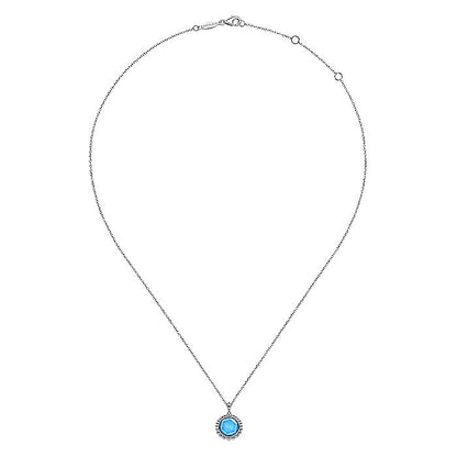 Gabriel & Co Sterling Silver Rock crystal and Turquoise Pendant Necklace - Colored Stone Pendants