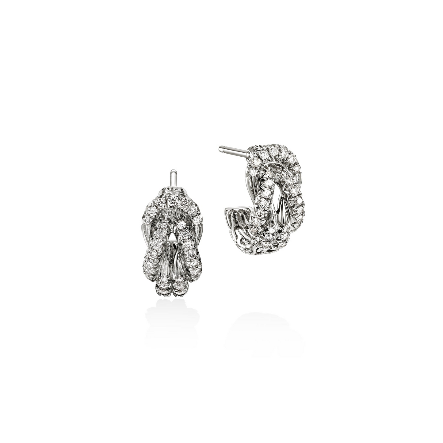 John Hardy Sterling Silver Love Knot Diamond Earrings