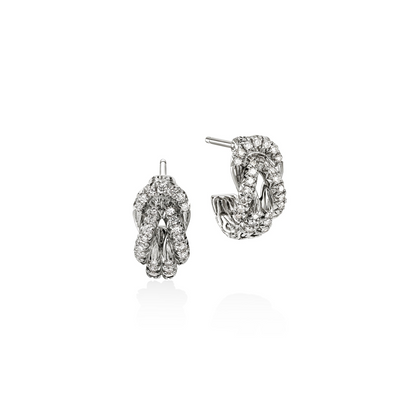 John Hardy Sterling Silver Love Knot Diamond Earrings