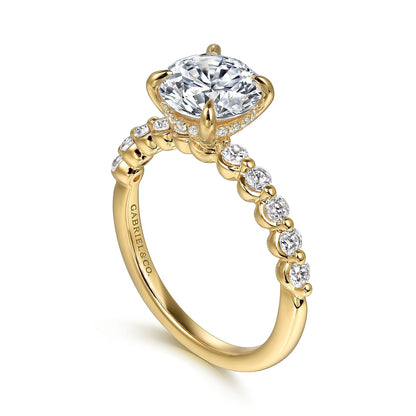 Gabriel & Co. 14 Karat Yellow Gold Round Straight Diamond Semi-Mount Engagement Ring - Diamond Semi-Mount Rings