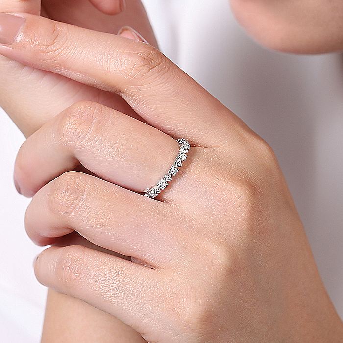 Gabriel & Co White Gold Geometric Diamond Stackable Ring - Diamond Fashion Rings - Women's