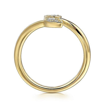 Gabriel & Co. Yellow Gold Diamond Leaf Bypass Freeform Ring - Diamond Fashion Rings - Women's