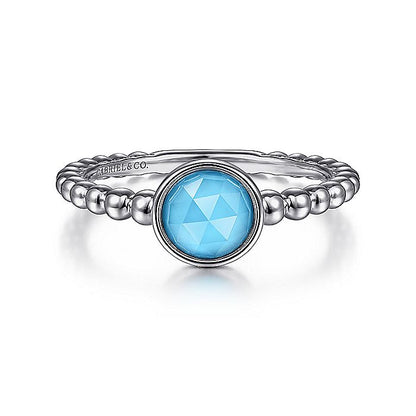 Gabriel & Co Sterling Silver Rock Crystal and Turquoise Bujukan Ring - Colored Stone Rings - Women's