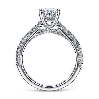 Gabriel & Co White Gold Oval Pavé Semi-Mount Engagement Ring