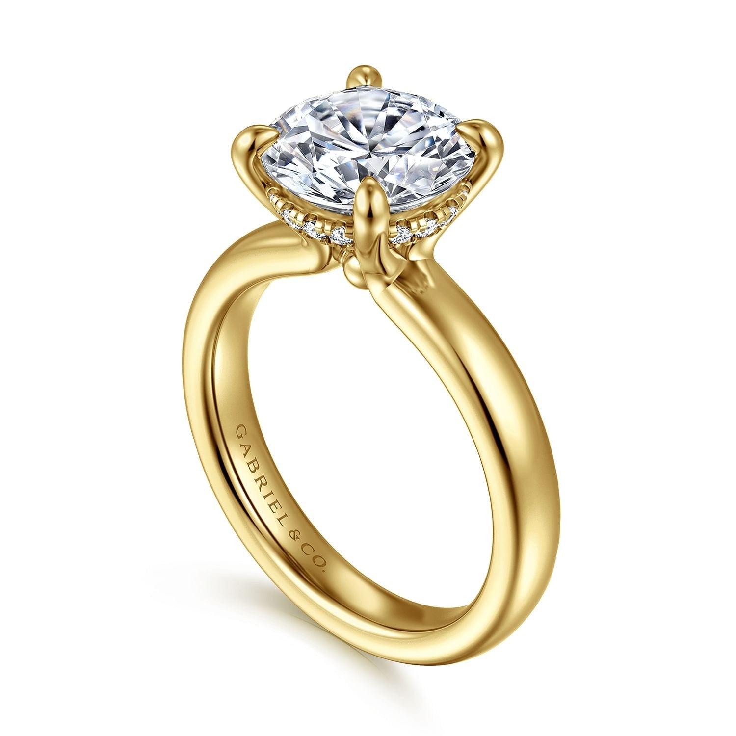 Gabriel & Co. Yellow Gold Round Semi-Mount Engagement Ring - Diamond Semi-Mount Rings