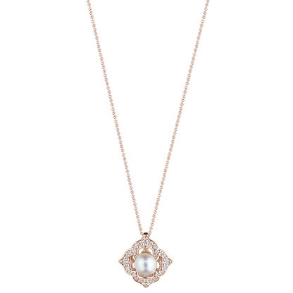 Verragio 18 Karat Rose Gold Victorian Pearl and Diamond Pendant