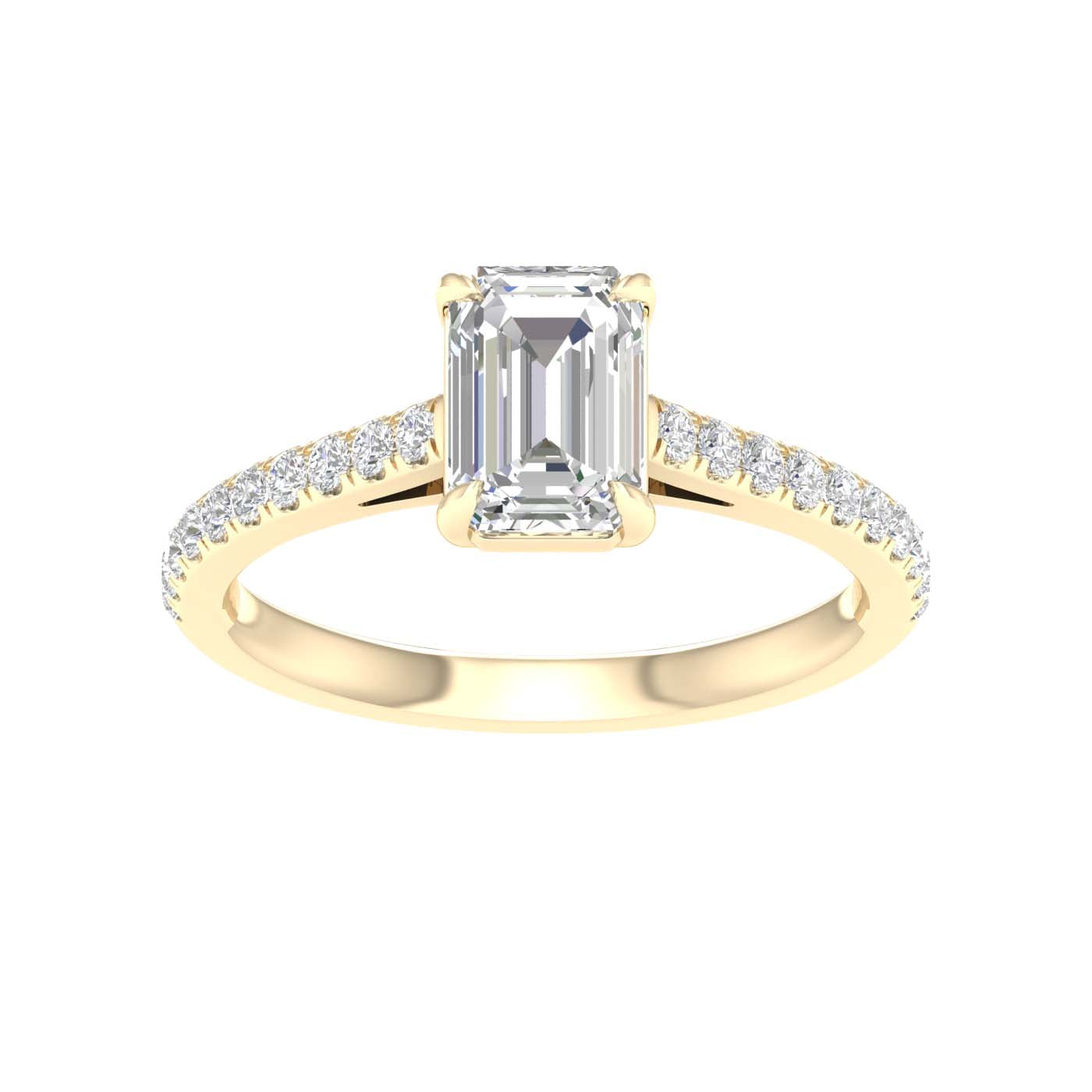 Yellow Gold Laboratory Grown Emerald Cut Engagement Ring