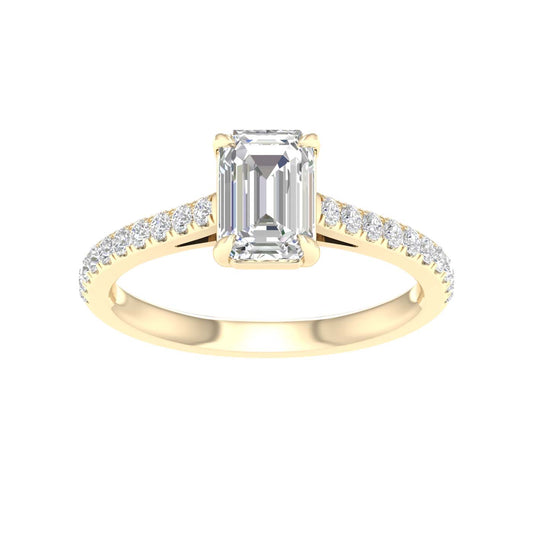 Yellow Gold Laboratory Grown Emerald Cut Engagement Ring - Diamond Engagement Rings