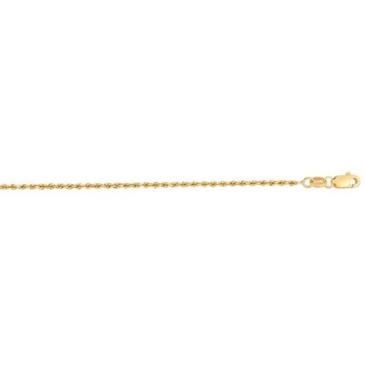 14 Karat Yellow Gold 1.4MM Diamond Cut Rope Chain With Pear Shaped Lobster Clasp - Gold Chains