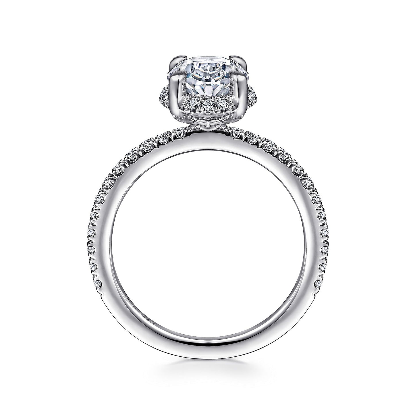 Gabriel & Co. 14 Karat White Gold Oval Hidden Halo Semi-Mount Diamond Engagement Ring - Diamond Semi-Mount Rings