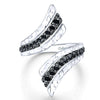 Gabriel & Co Silver Black Spinel Hammered Open Wrap Ring