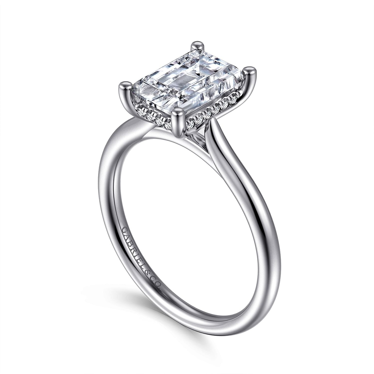 Gabriel & Co. Emerald Cut Semi-Mount Engagement Ring - Diamond Semi-Mount Rings