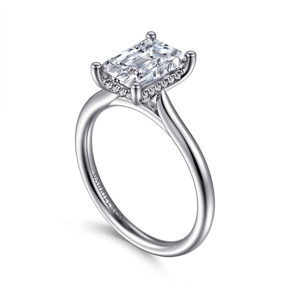 Gabriel & Co. Emerald Cut Semi-Mount Engagement Ring - Diamond Semi-Mount Rings