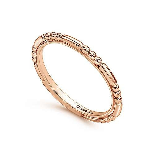 Gabriel & Co Rose Gold Ball and Bar Station Band - Gold Fashion Rings - Women's
